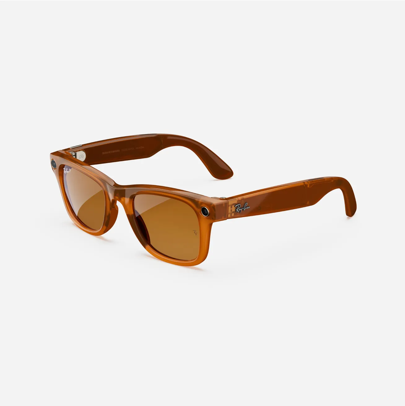 Ray-Ban Meta Wayfarer (Gen 1), Shiny Caramel Transparent / Brown Polarized, Large - Image 7