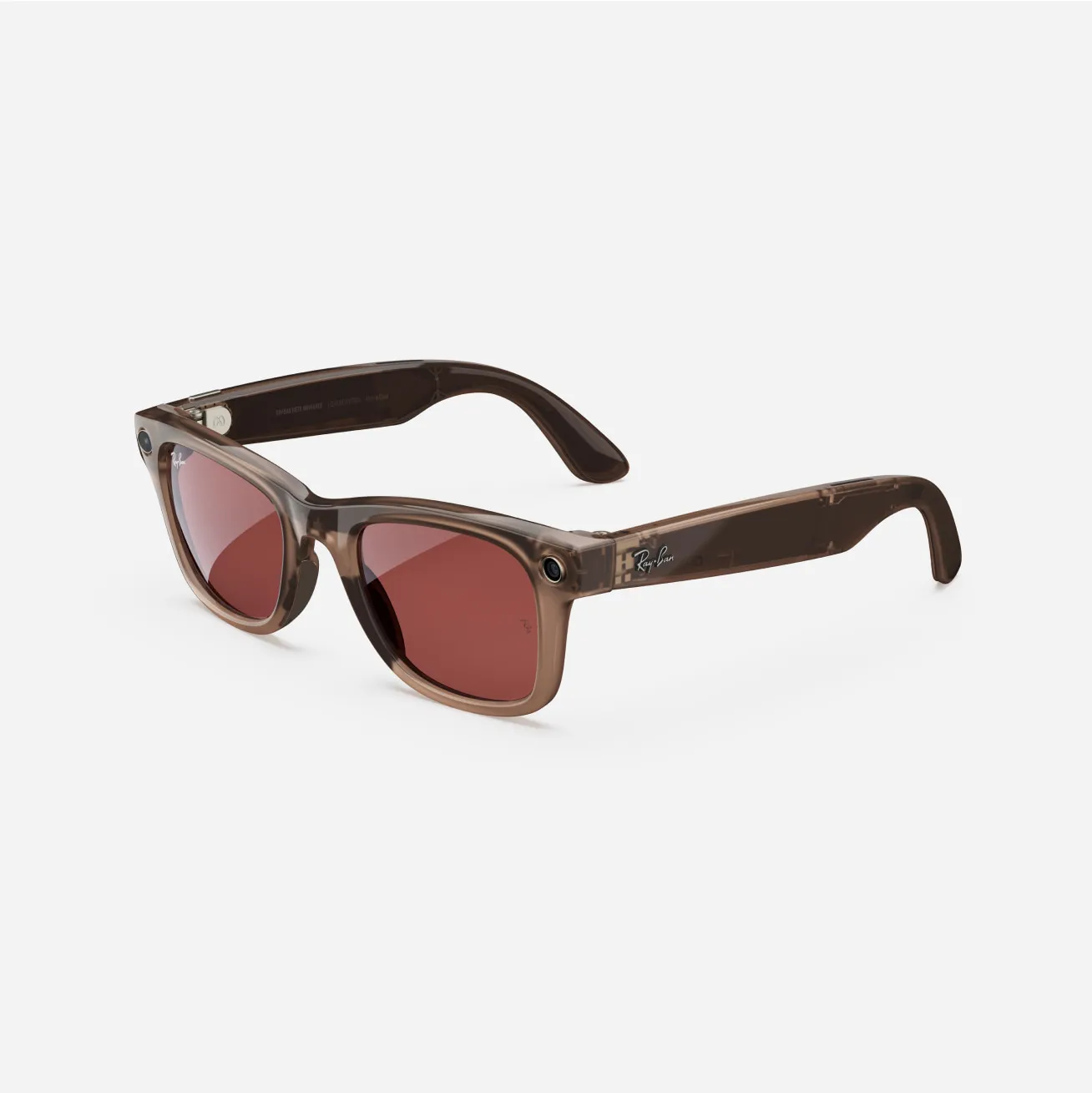 Ray-Ban Meta Wayfarer (Gen 1), Shiny Warm Stone Transparent / Watermelon Red TransitionsĀ®, Large - Image 6