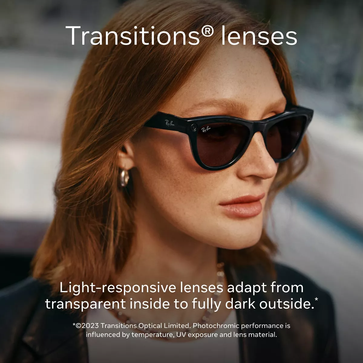Refurbished Ray-Ban Meta Wayfarer (Gen 1), Matte Black / Clear to G-15 Green Transitions®, Standard, High Bridge Fit - Image 4
