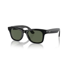 Refurbished Ray-Ban Meta Wayfarer (Gen 1), Shiny Black / G15 Green, Large, High Bridge Fit