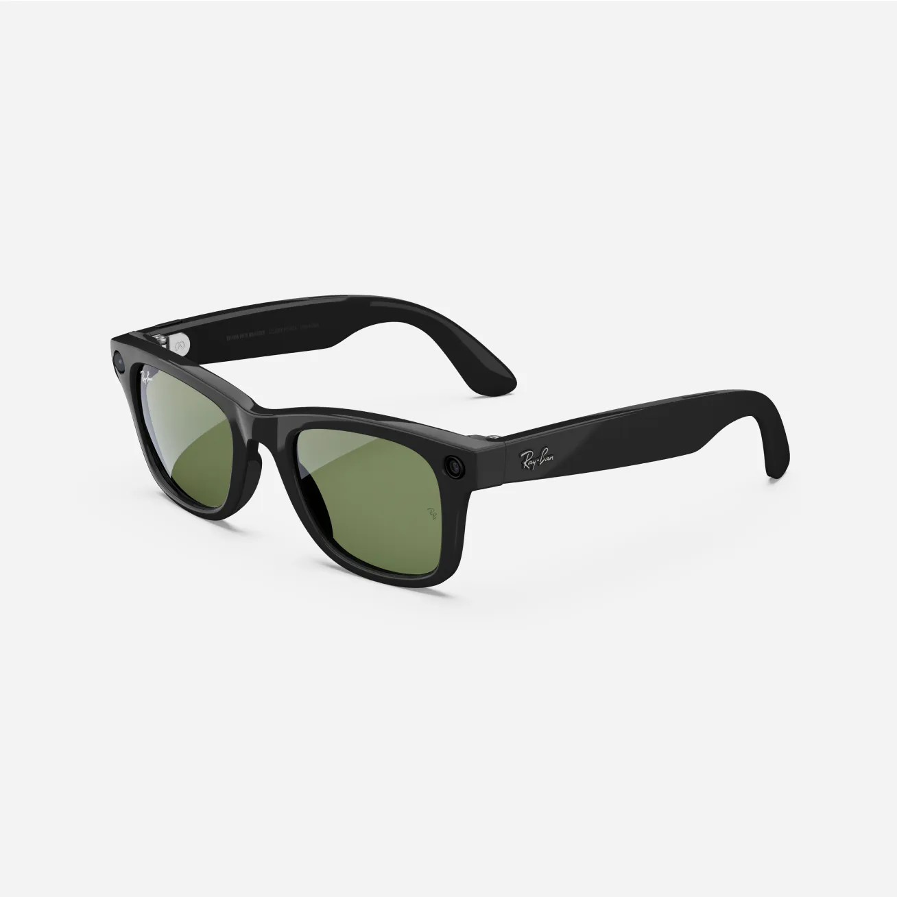 Refurbished Ray-Ban Meta Wayfarer (Gen 1), Shiny Black / G15 Green, Large, High Bridge Fit - Image 6